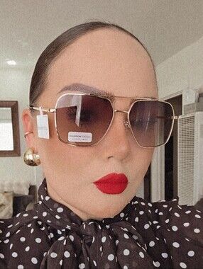 Lucky Brand Gold-Tone Square Sunglasses - Brown Lenses
